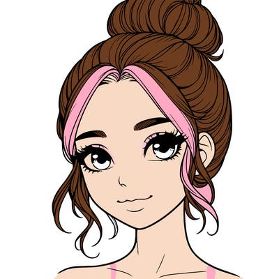 realistic pretty girl with hair in bun