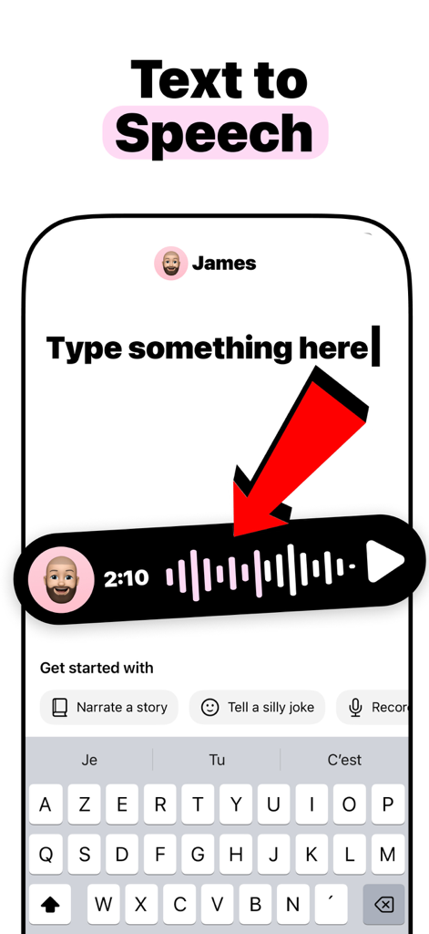 Labs AI Mobile App-Oberfläche zur Umwandlung von Text in lebensechte Sprache mit einem Wellenform-Visualizer