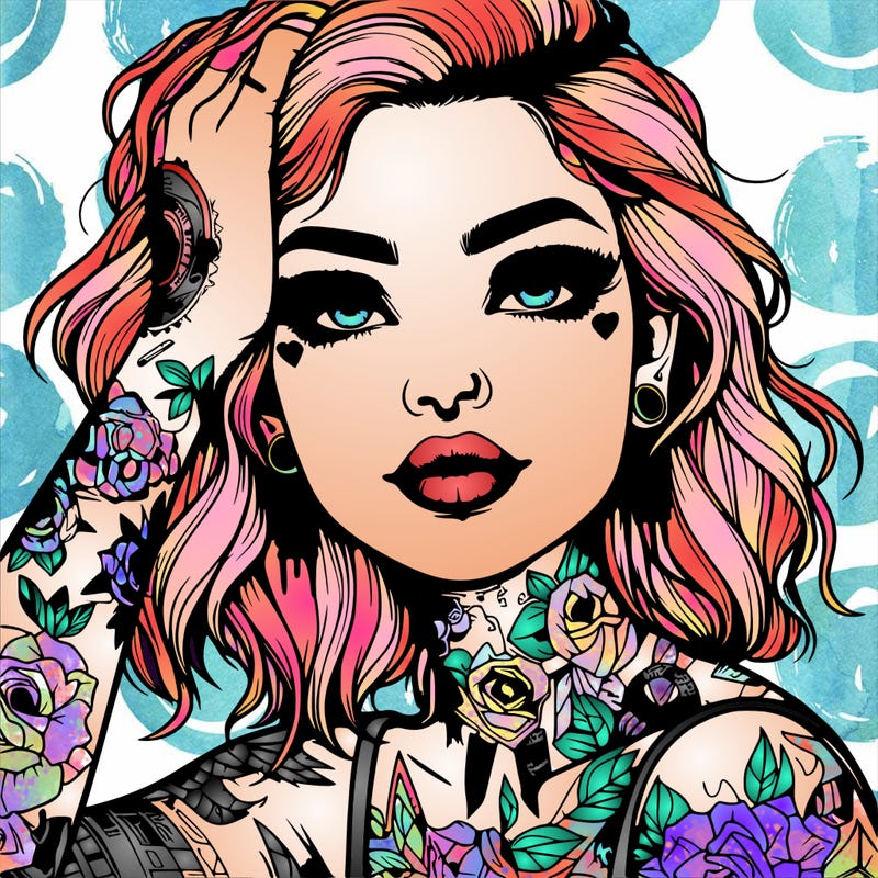 realistic girl with tattoos all over