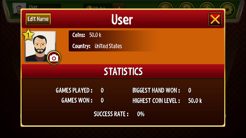 Bhabhi Offline app user profile screen showing player statistics and coin balance