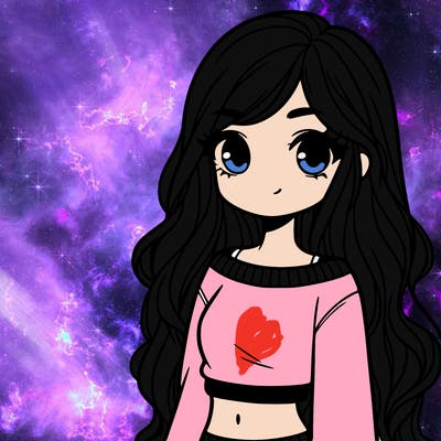 girl with long hair and a crop top with a sweater