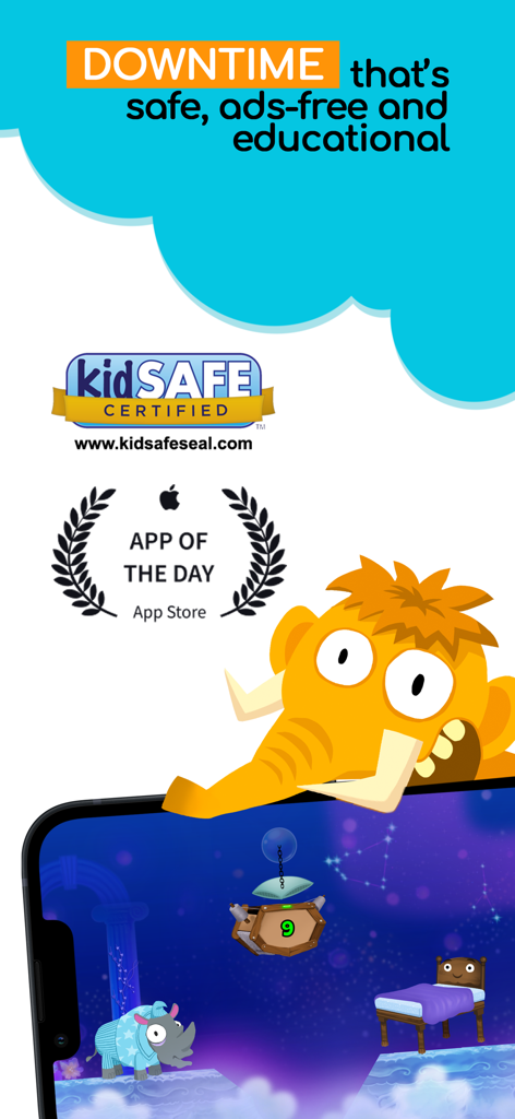 Math Makers: Kids School Games - Math Makers kids game showing KidSafe certification and educational math puzzles