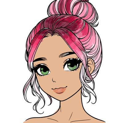 realistic pretty girl with hair in bun