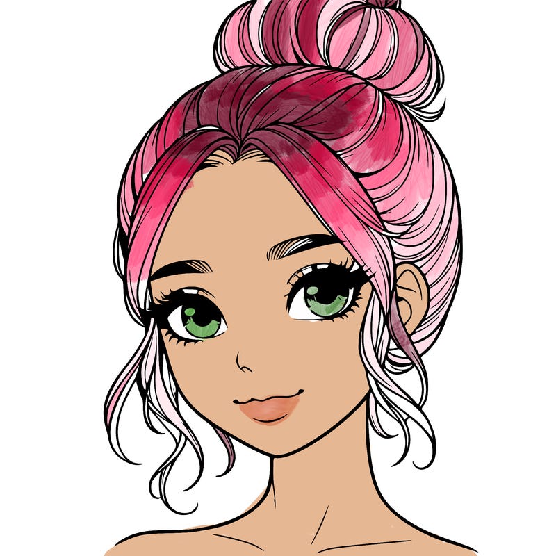 realistic pretty girl with hair in bun