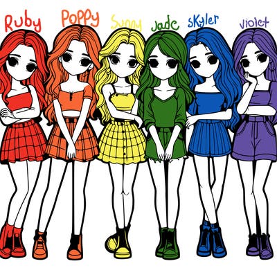 a group of girls realistic