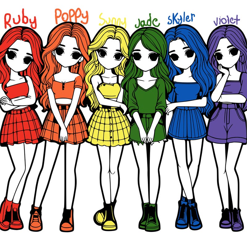 a group of girls realistic