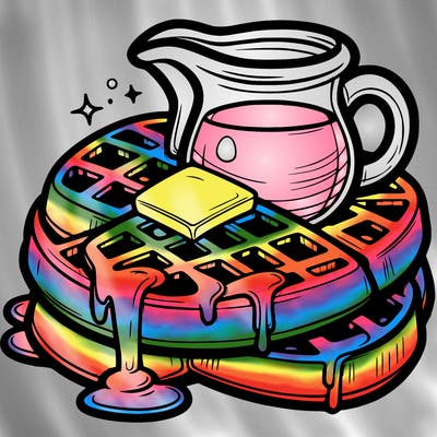 waffles: topped with syrup and butter