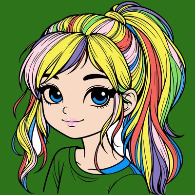 realistic girl with ponytail