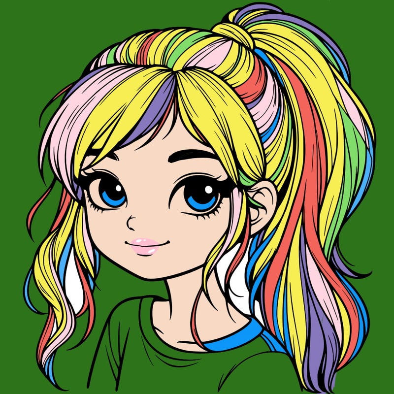 realistic girl with ponytail