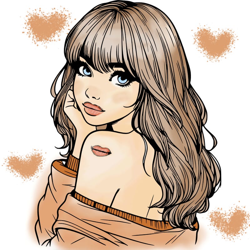 realistic girl with bangs looking over her shoulder