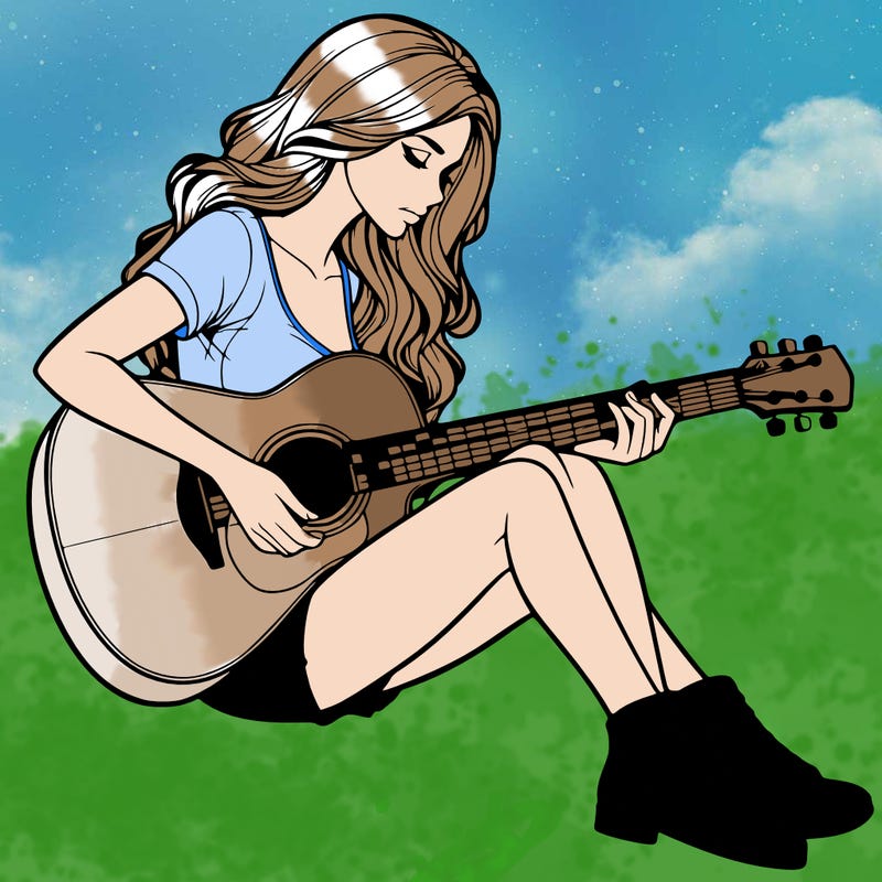 realistic woman play guitar
