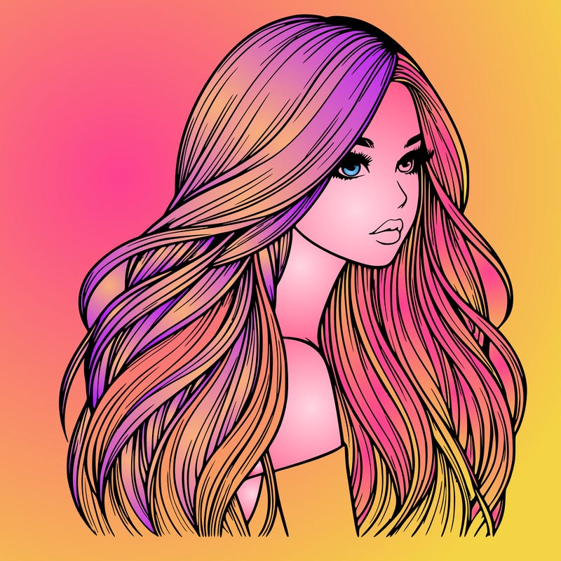 realistic girl with long realistic hair