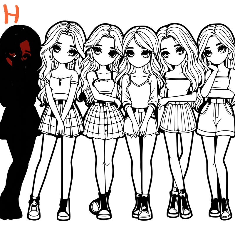 a group of girls realistic