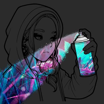 a realistic girl, spray painting