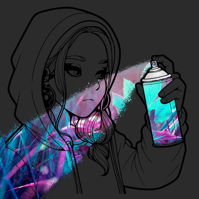 a realistic girl, spray painting
