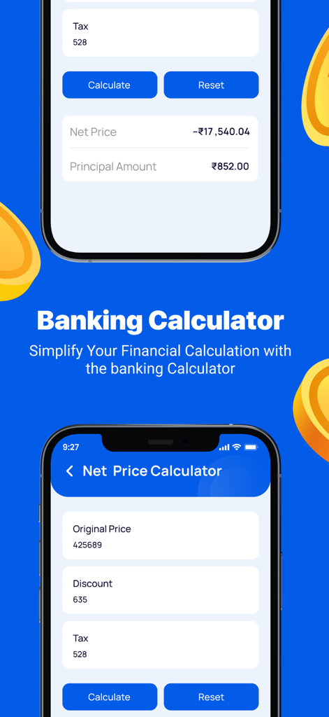 Interface of the Net Price Calculator within the EMI Calculator app for financial planning