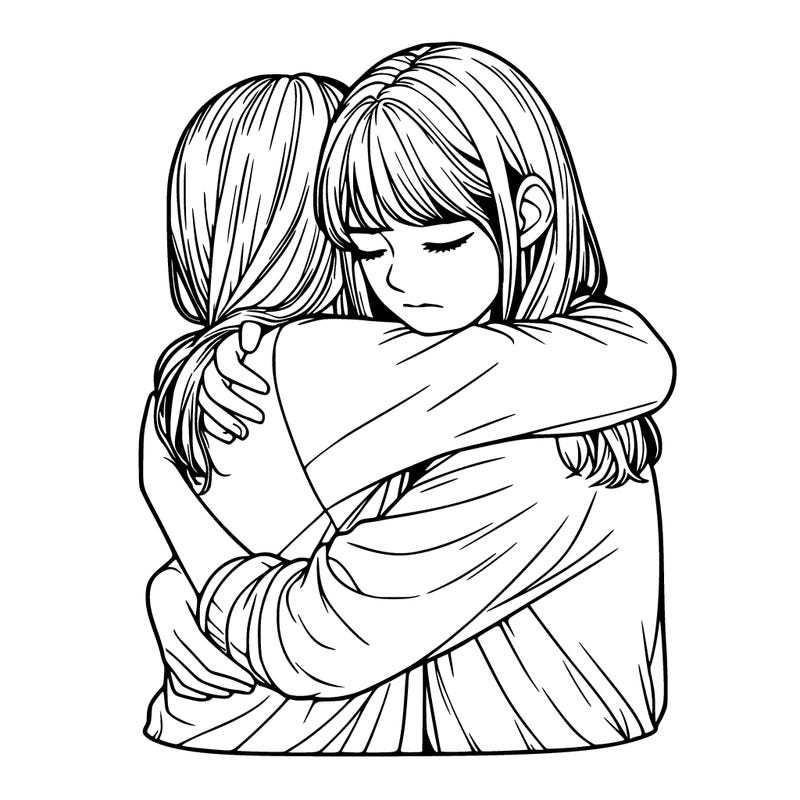 realistic girls hugging