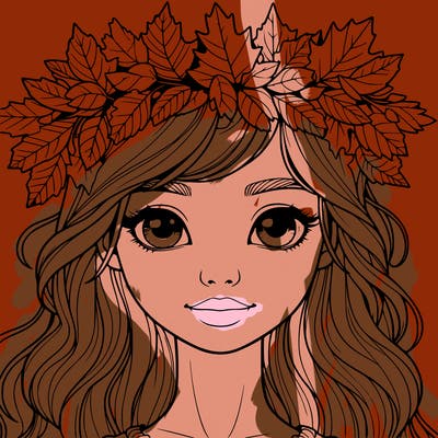 realistic girl with fall leaf crown