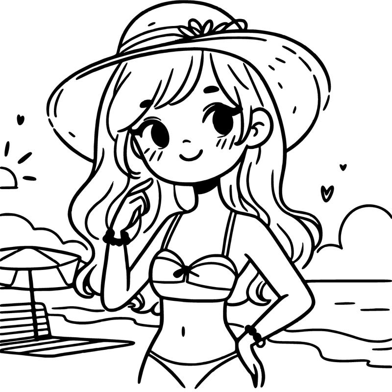 teenager girl in bikinis at the beach