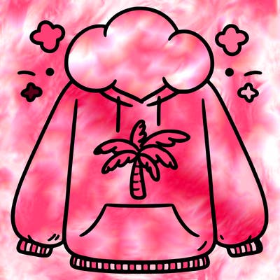 pink palm puff hoodie