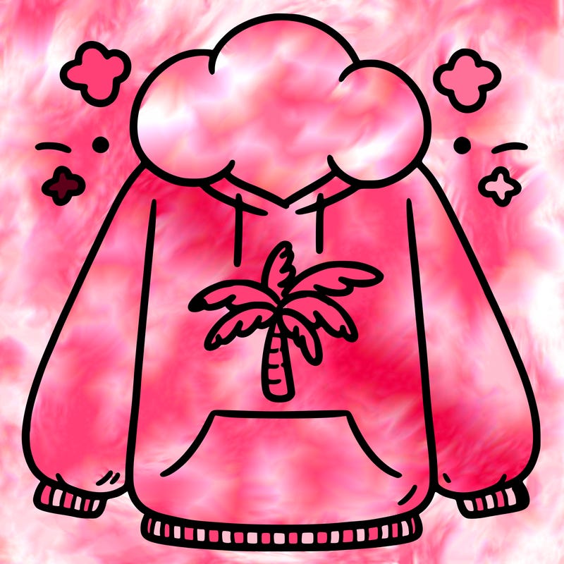pink palm puff hoodie