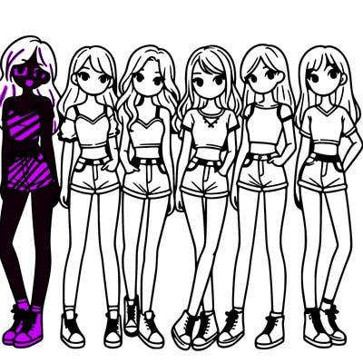 a group of girls wearing crop tops and shorts