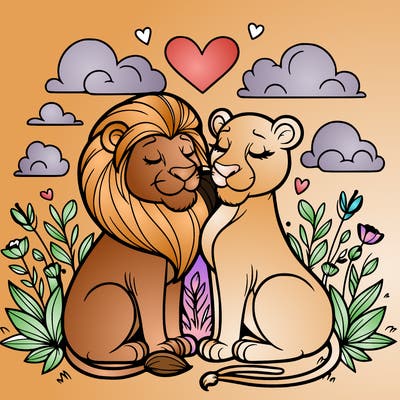 lion and lioness inlove