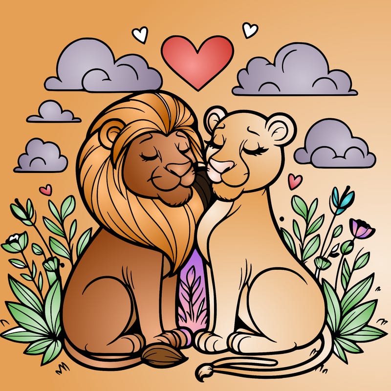 lion and lioness inlove