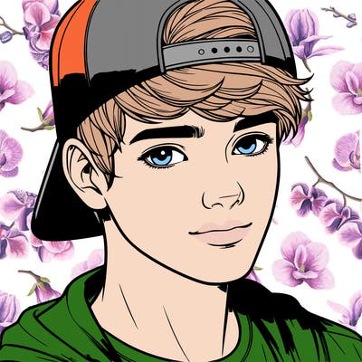 realistic teenage boy with backwards baseball cap