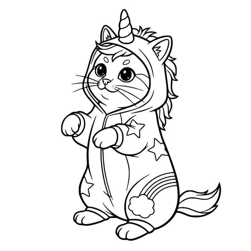 a cat in a unicorn onesie