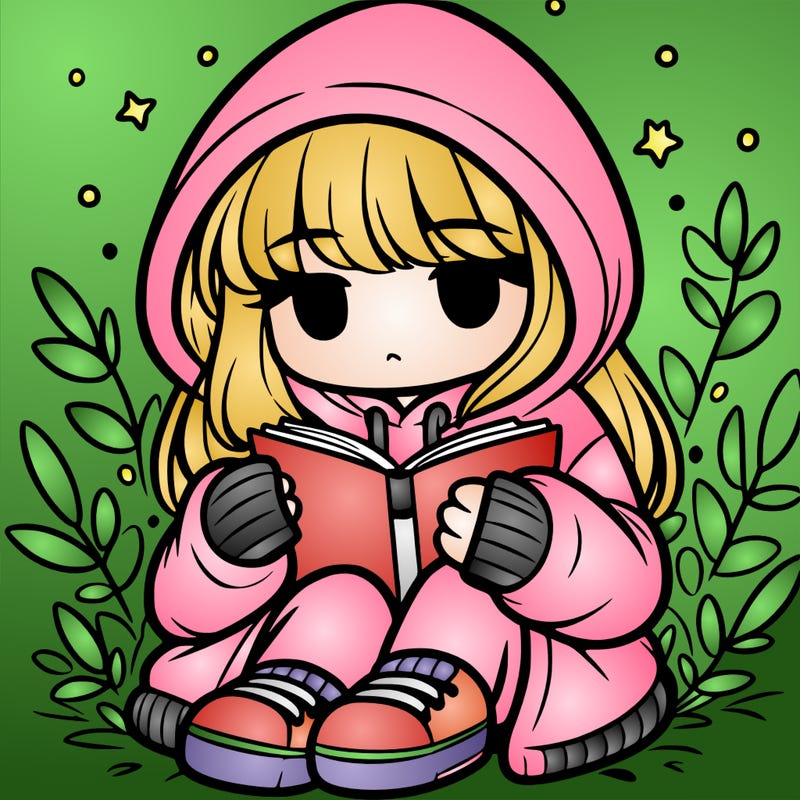 girl in oversized hoodie reading a book