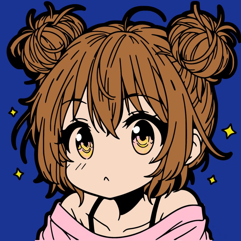 a manga girl with messy small buns