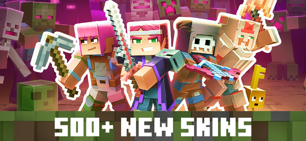 Addons, Skinseed For Minecraft - Group of Minecraft characters showcasing a collection of over 500 new custom skins