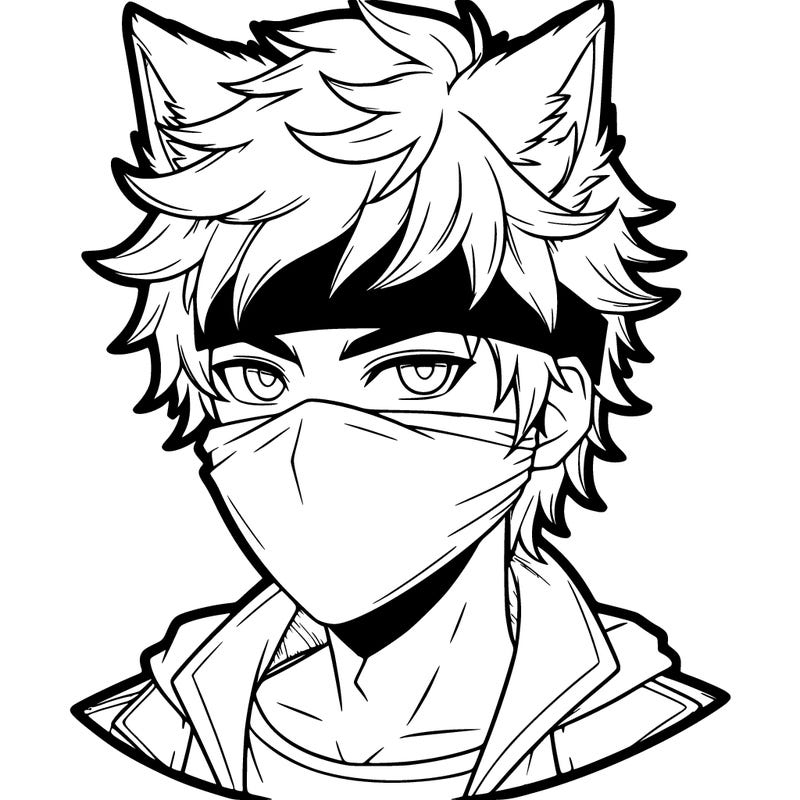 realistic aaron from aphmau with wolf ears and the bandanna over his eyes