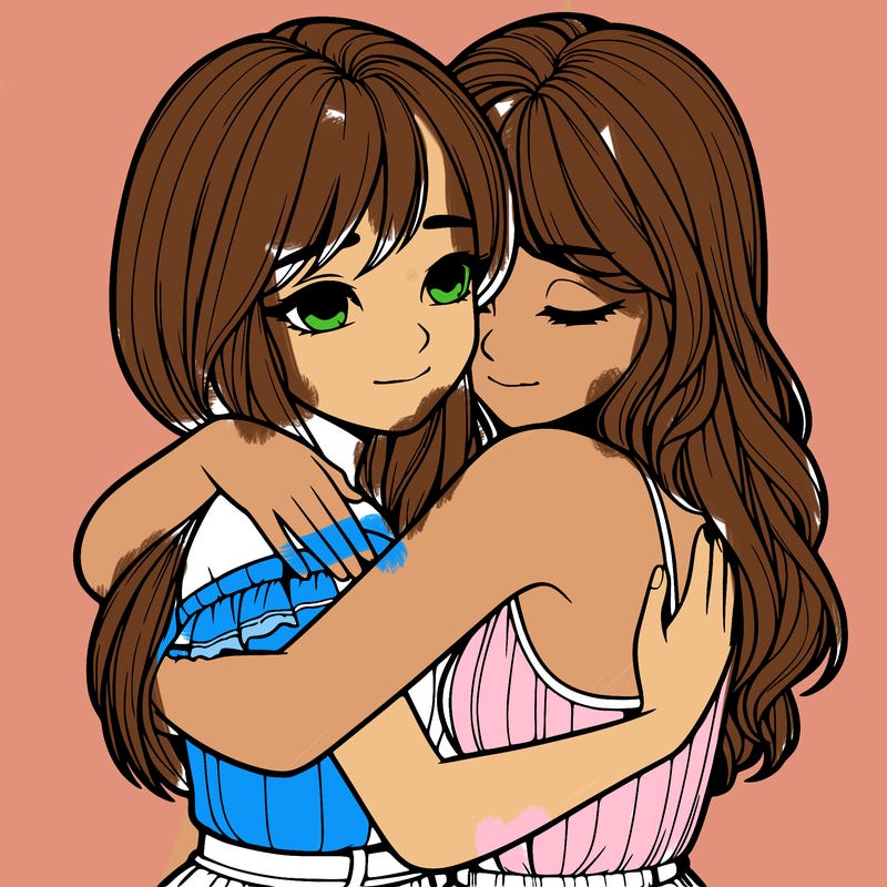 realistic girls hugging