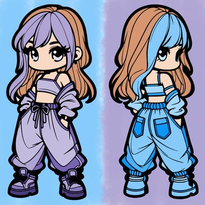 girl in crop top and baggy pants