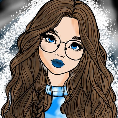 girl with long hair and freckles and glasses realistic