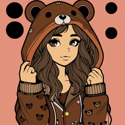 realistic girl in a animal pjs hoodie