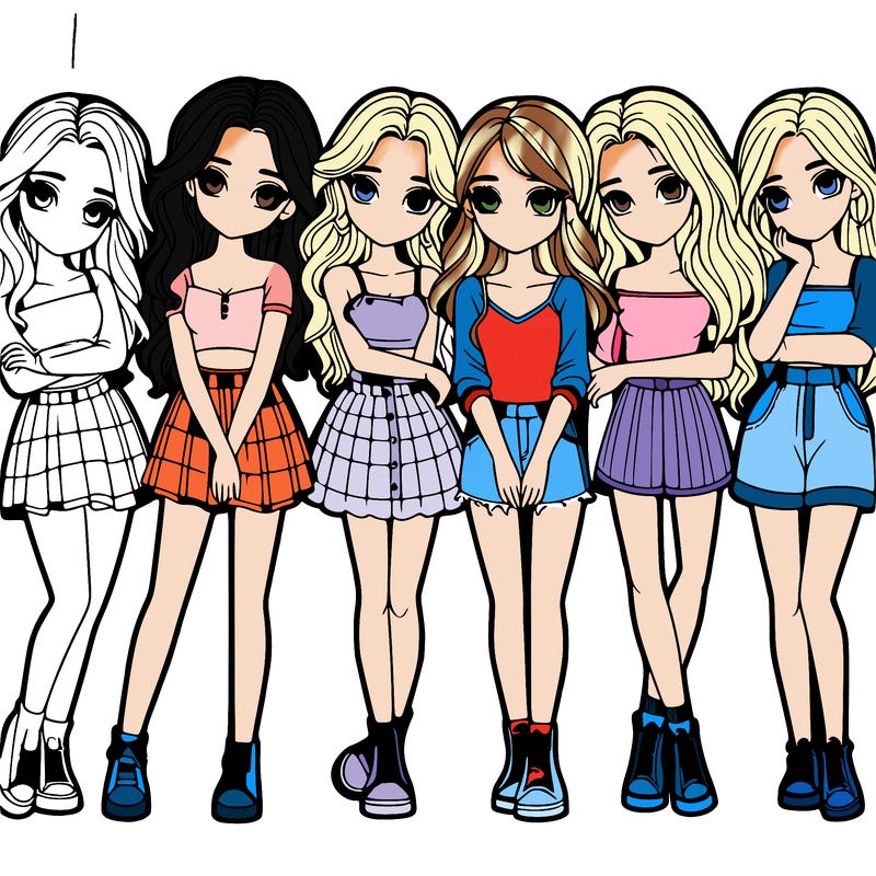 a group of girls realistic