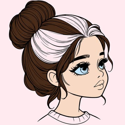 realistic girl with bun