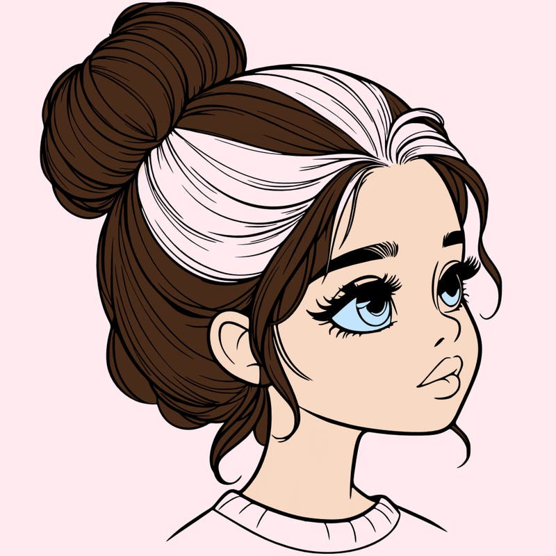 realistic girl with bun