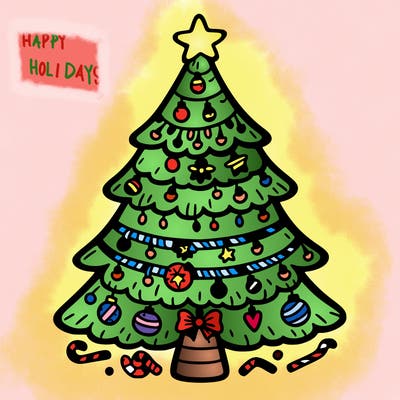 christmas tree with lots of details