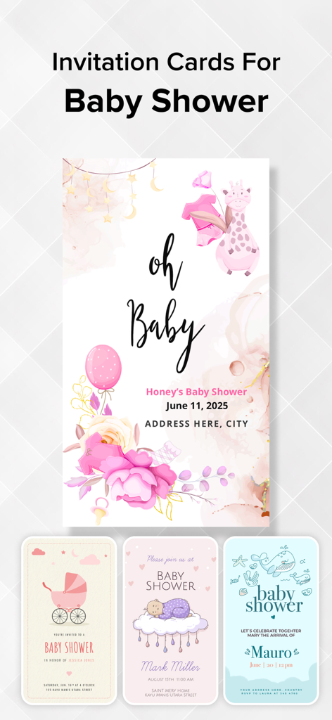 Invitation Maker : Invite Card - Baby shower invitation card templates with cute pink and blue designs