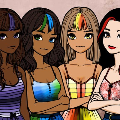 four realistic girls