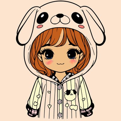 realistic girl in dog pjs