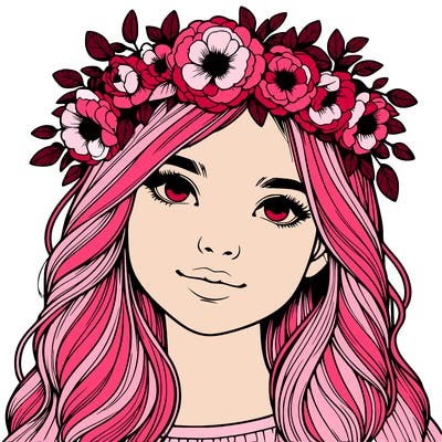 realistic girl with flower crown