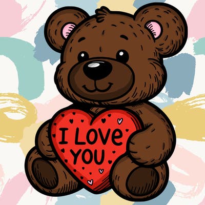 teddy bear holding an i love you heart