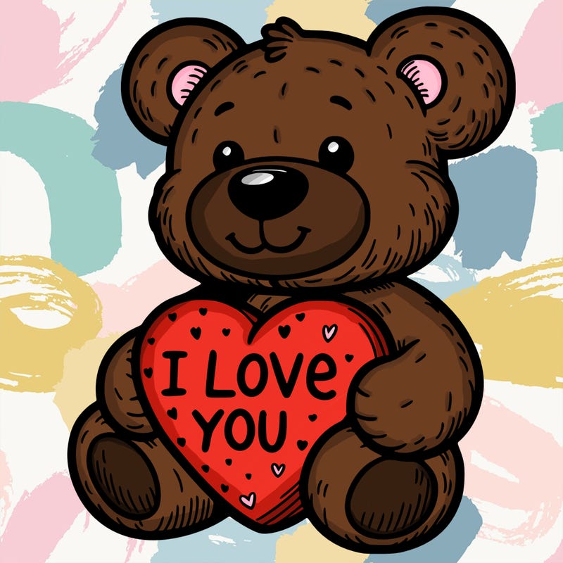 teddy bear holding an i love you heart