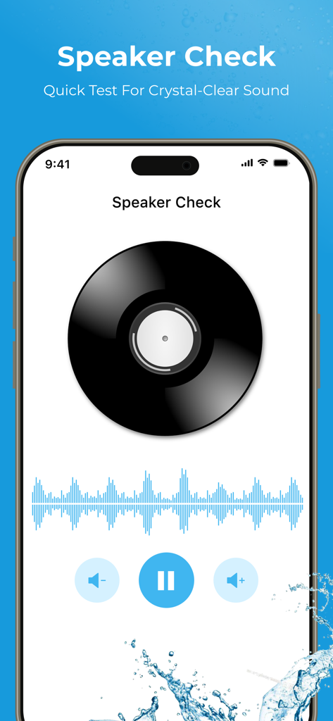 Water Ejector : Water Eject - Mobile app interface for the Speaker Check feature to test audio quality