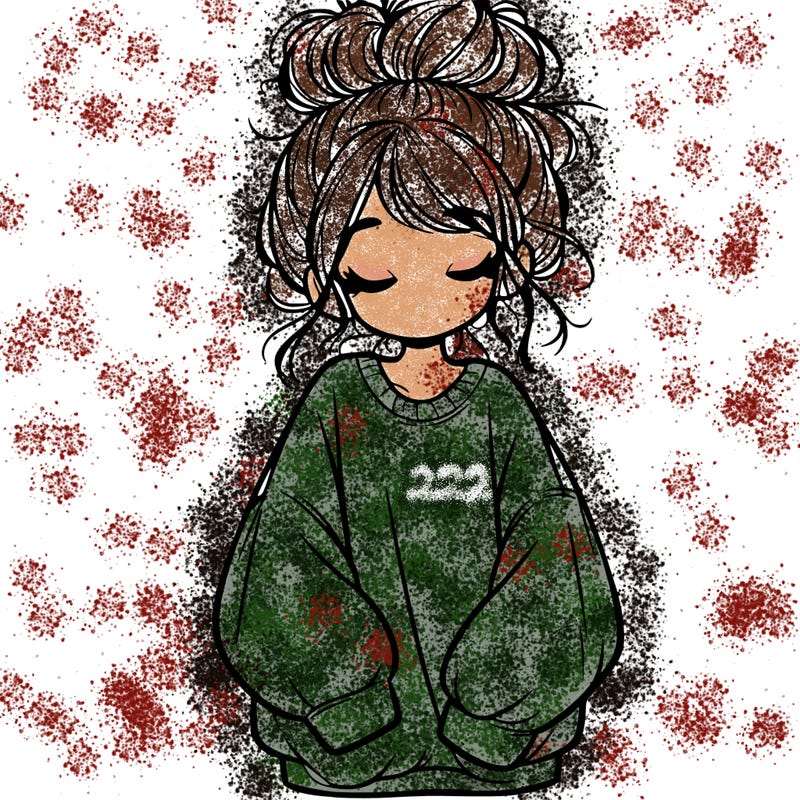 girl with baggy sweatshirt and messy bun